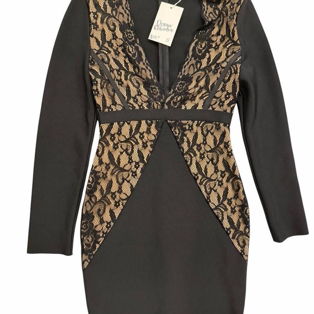 Donna Richardson black dress with lace paneling